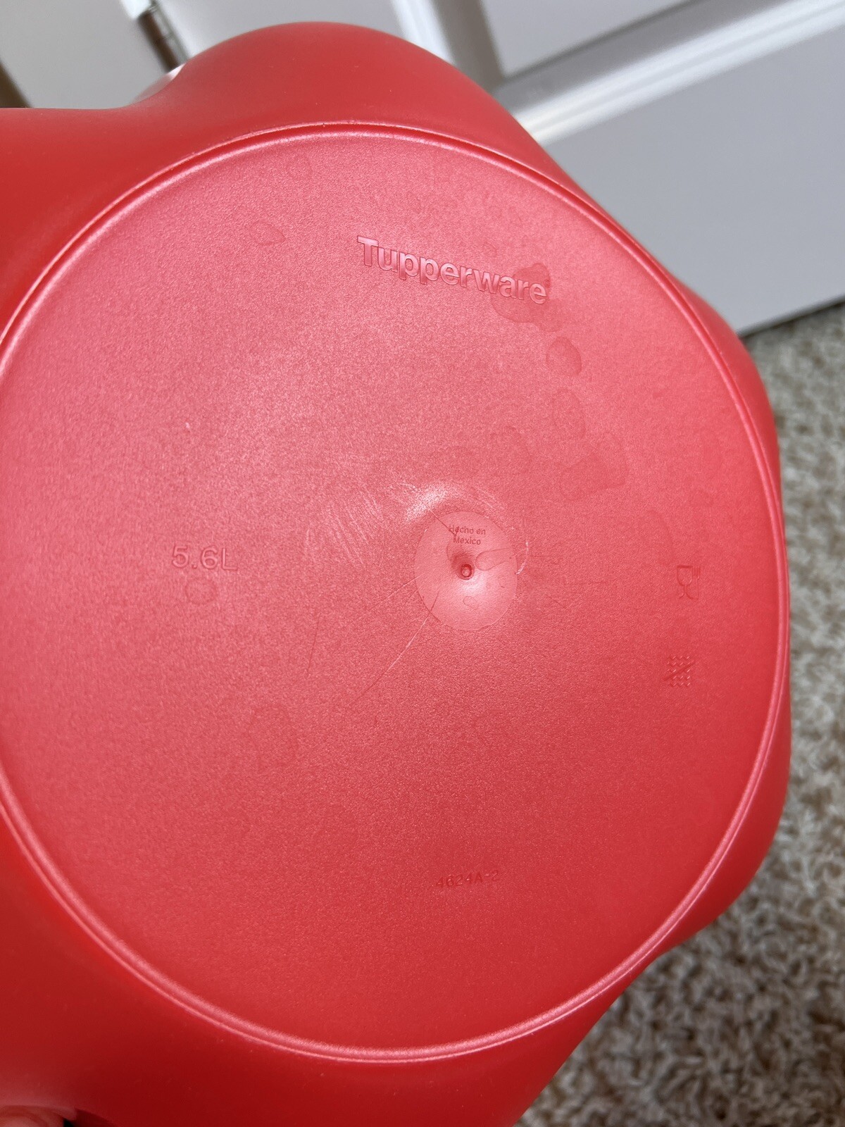 Vintage Tupperware Flower Chip Salad Bowl 4624A-2 Red Large Serving Bowl