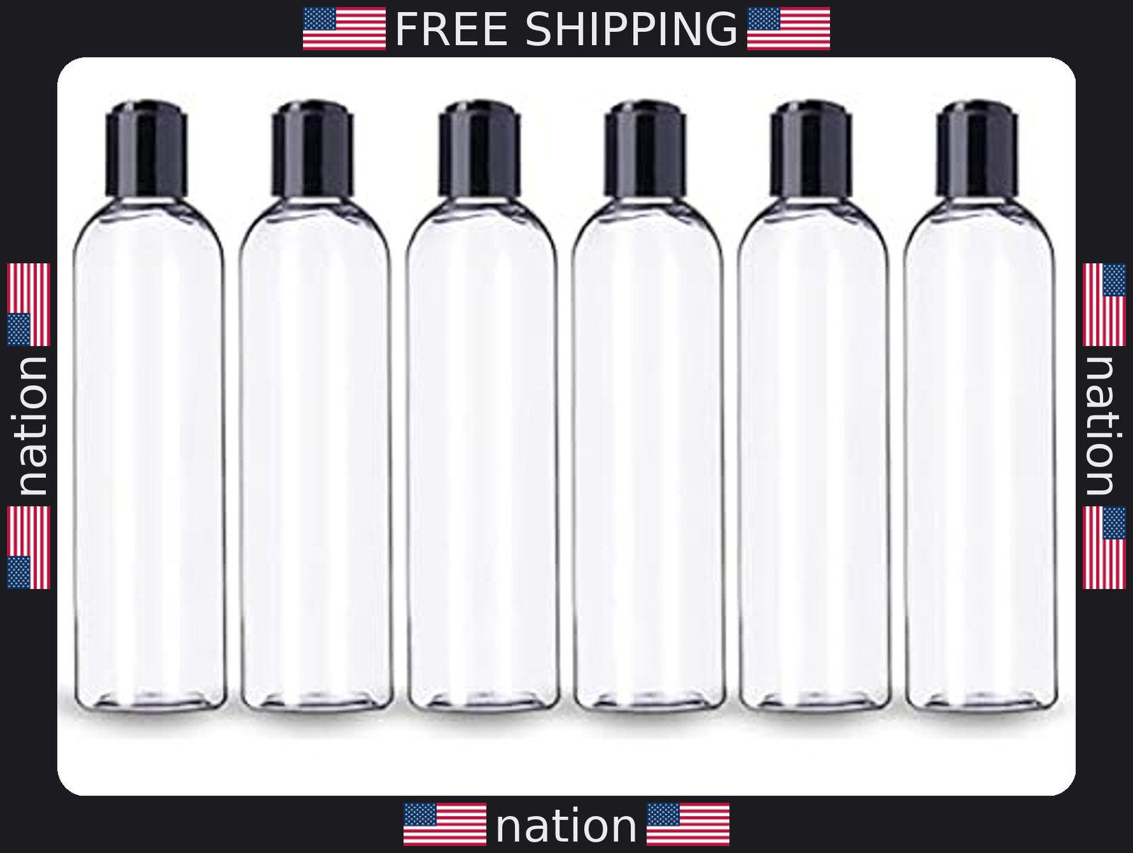 6 Pack of 8 oz Clear Plastic Bottles with Caps – Perfect for Shampoo & Lotion
