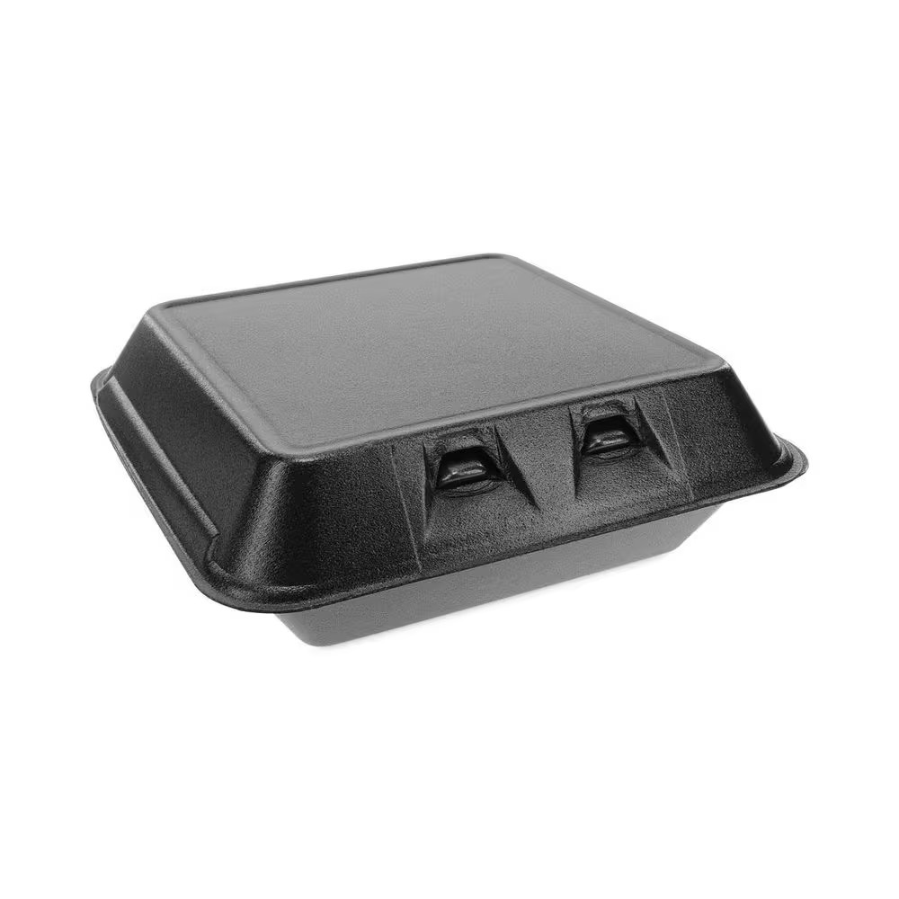 9 In. X 9.13 In. X 3.25 In. Large Black Smart Lock Foam Hinged Containers (150-C