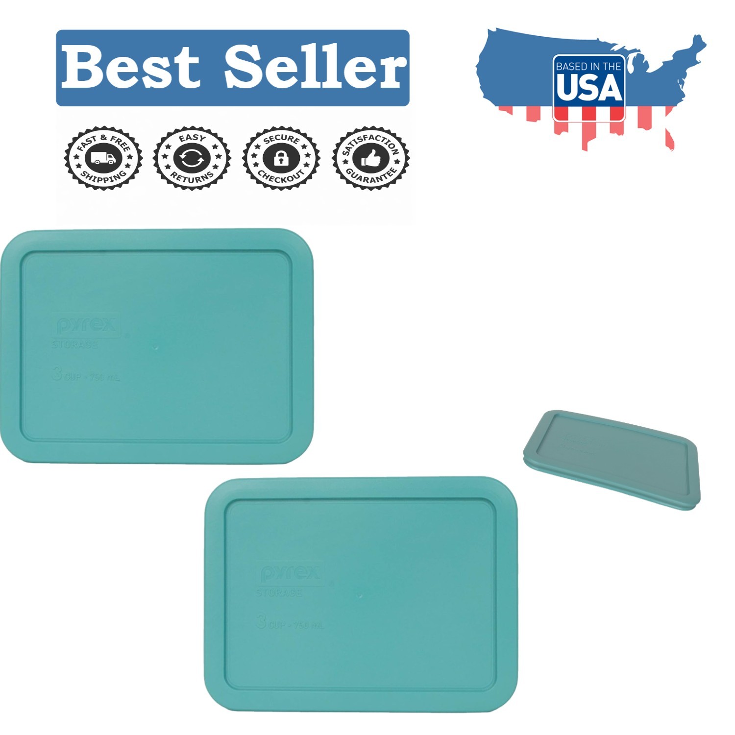 Vibrant 7210-PC Turquoise Replacement Lids 2-Pack – Stain Resistant & Secure Fit