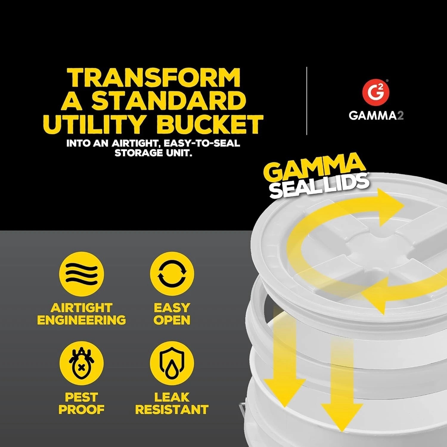 Gamma Seal Lid – Fits 3.5, 5, 6 & 7 Gallon Buckets, Durable & Recyclable