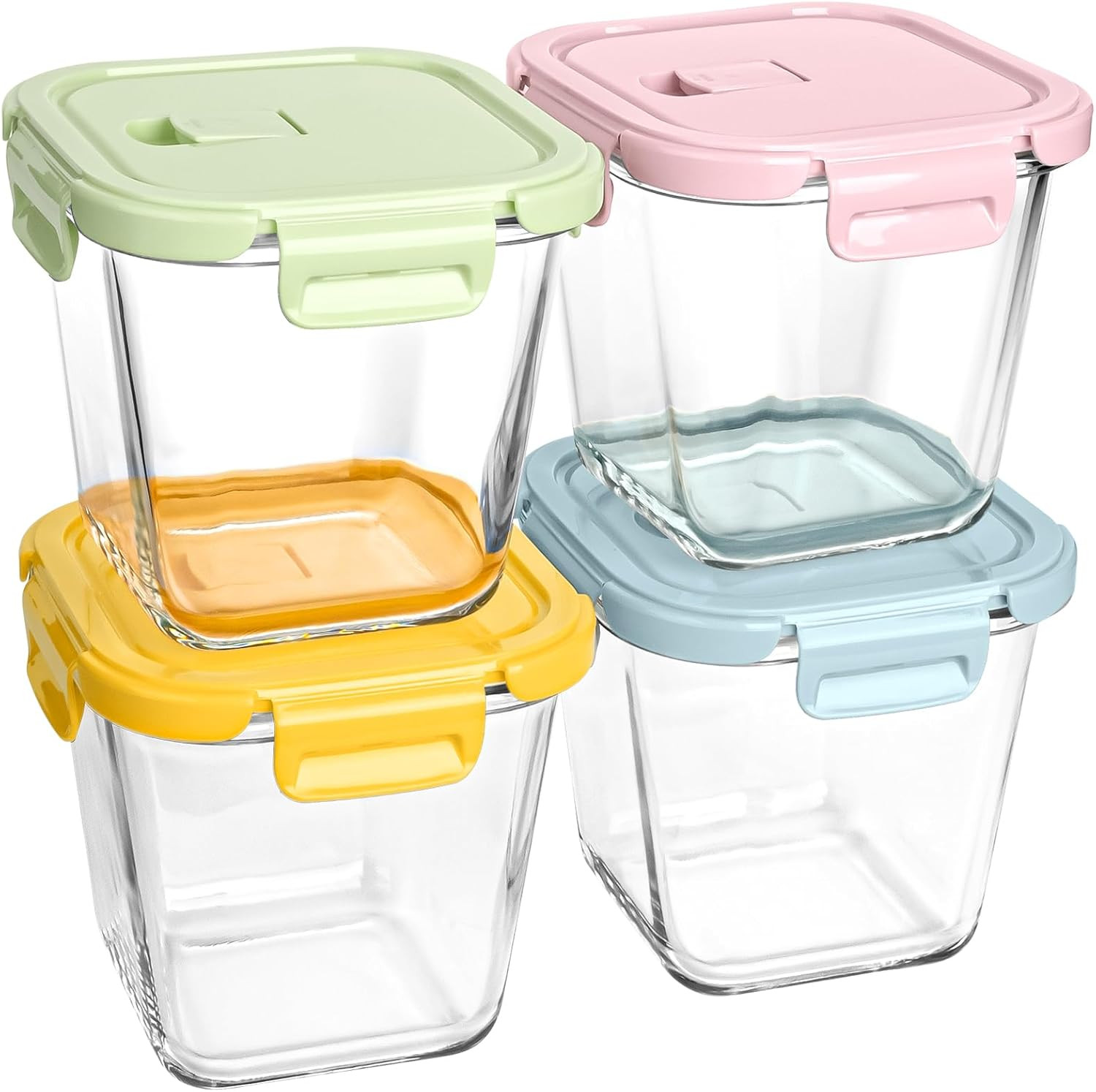 Borosilicate Glass Soup Containers with Lids, 4 Cup/32 Oz, 4 Pack | Microwave Di