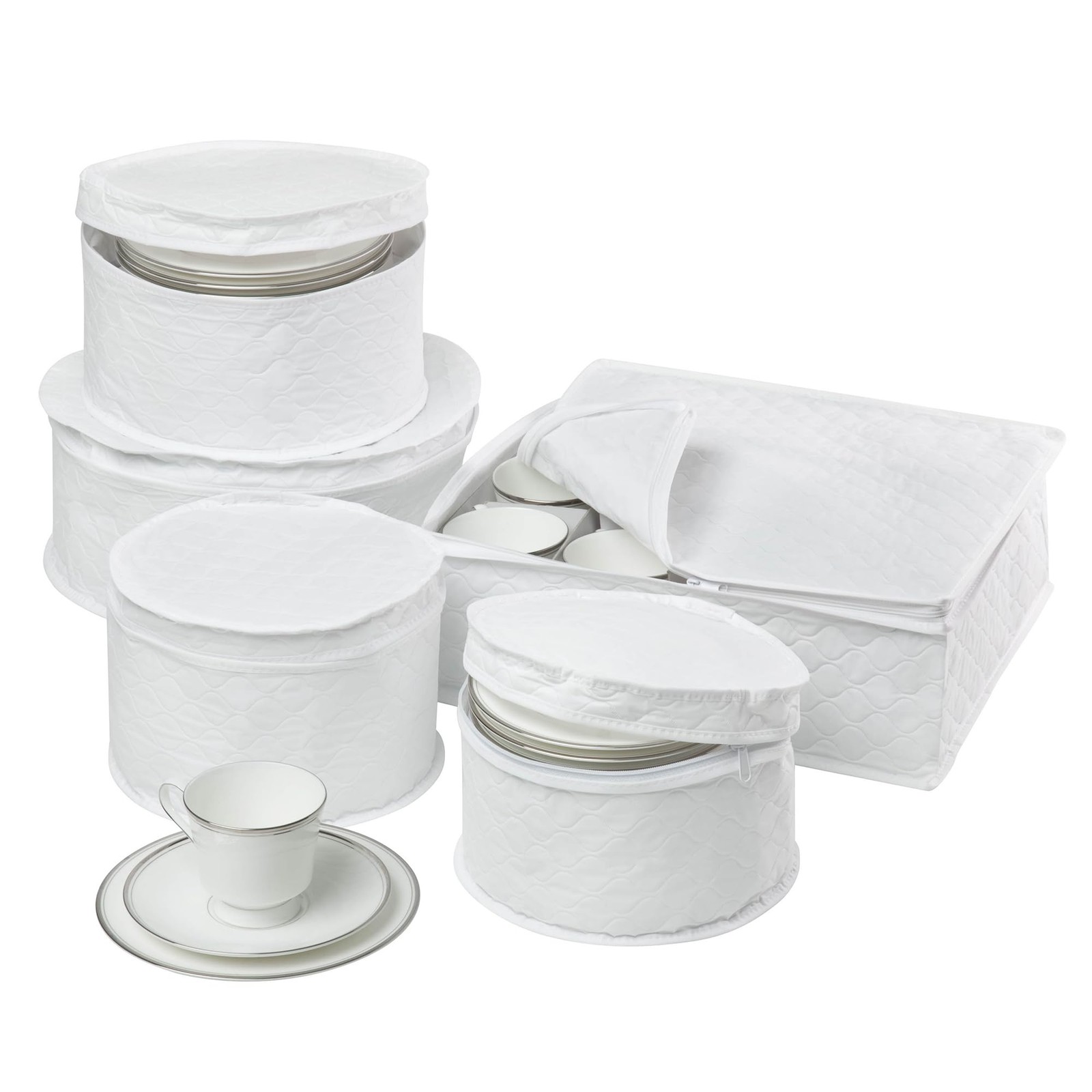 Honey-Can-Do Dinnerware Storage Containers Set, Perfect for 5 Piece, White