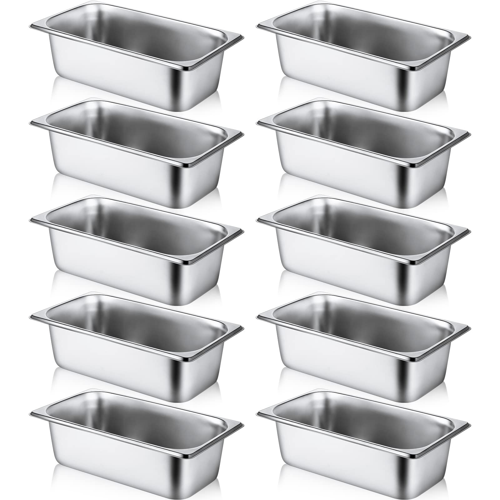10 Pack Stainless Steel Steam Table Pans for Food Warmer, Hotel Pans for Cate…