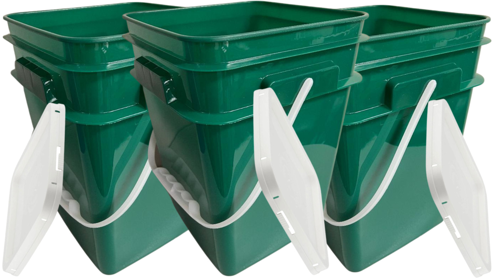4 Gallon Food Grade Bucket Pail Plastic Handles and lids (Pack of 3) Made in US