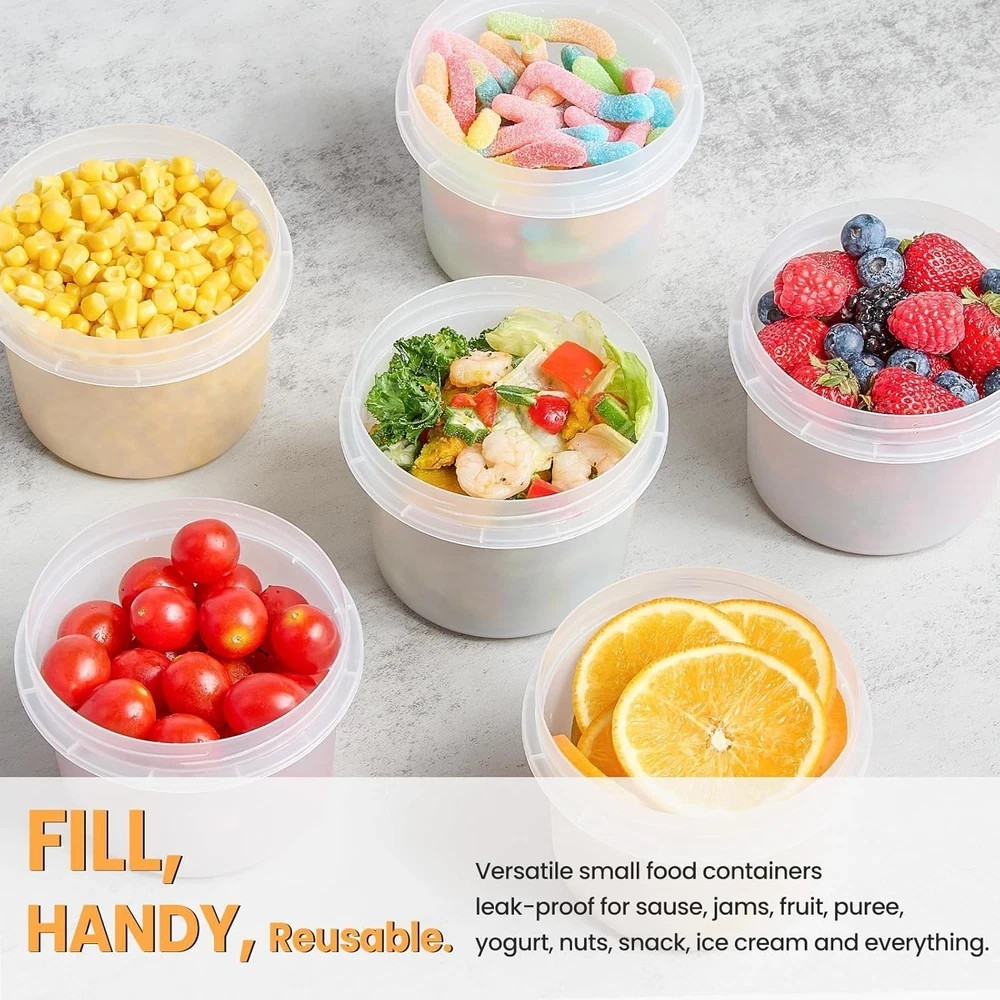 20 Oz Food Storage Containers with Screw Lids, 6-Count Reusable Small Plastic…