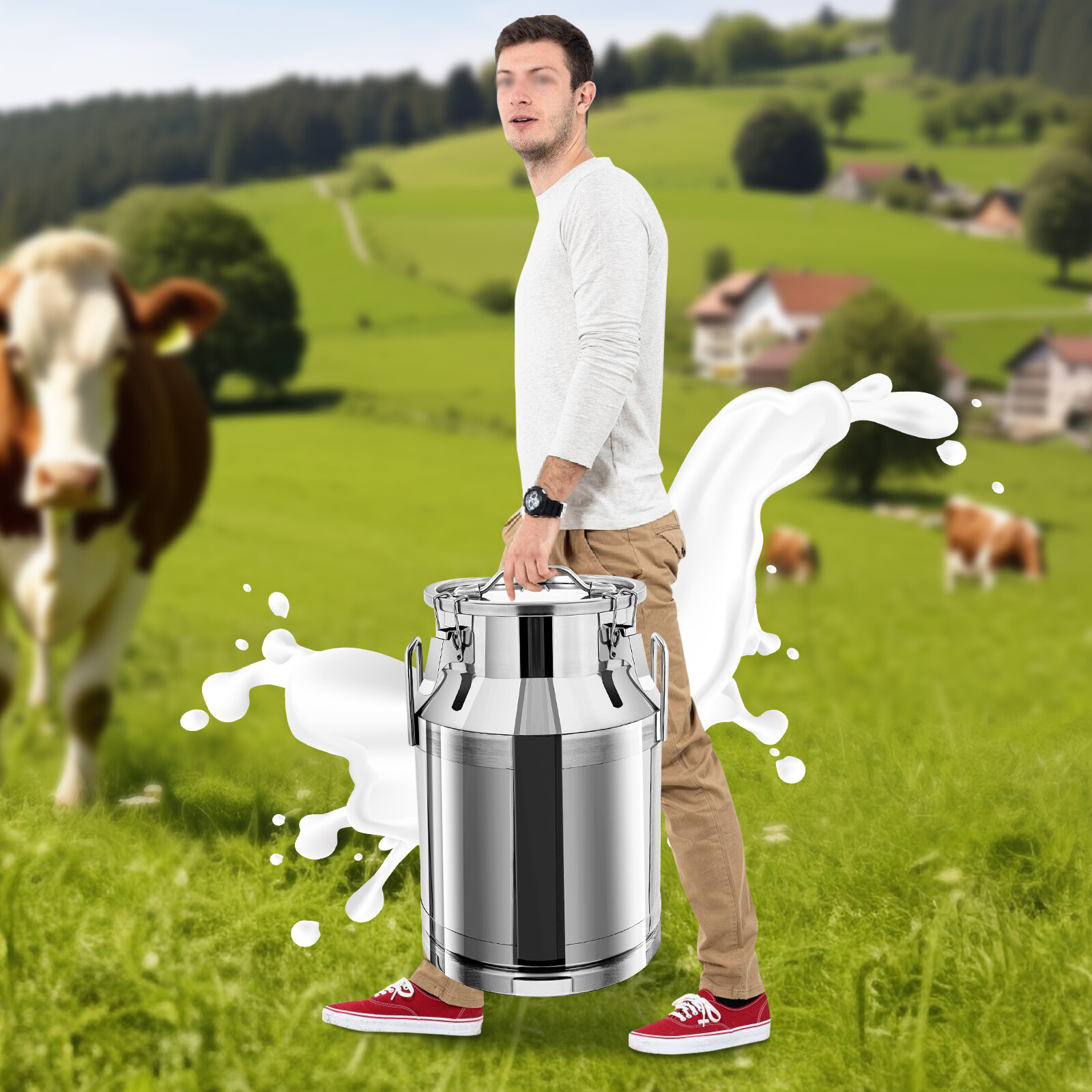 Wine Pail Bucket Water Jug Liquid Storage 30L 8 Gallon Stainless Steel Milk Can