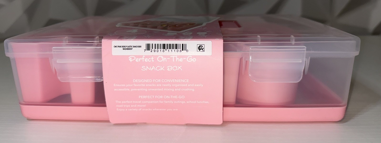 CWC LOVE Snack Box 4 Compartments On-The-Go Lunch Container BPA Free Pink