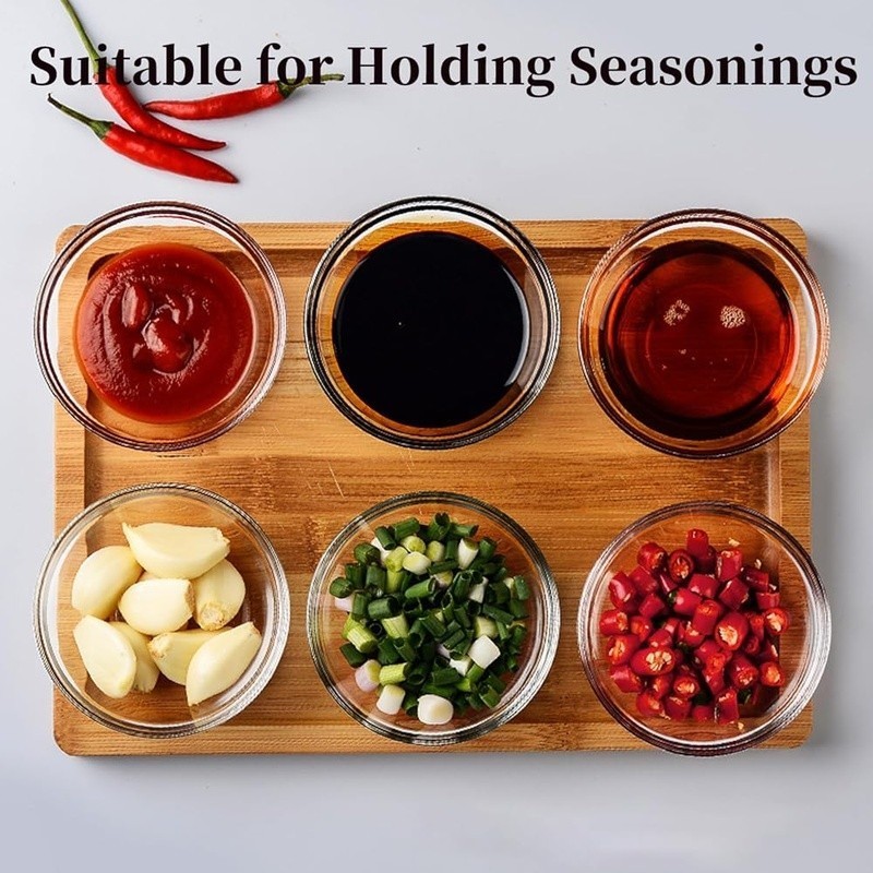 10 Pack 2.5oz Clear Glass Prep Bowls Dips Sauces Condiments Kitchen Storage New