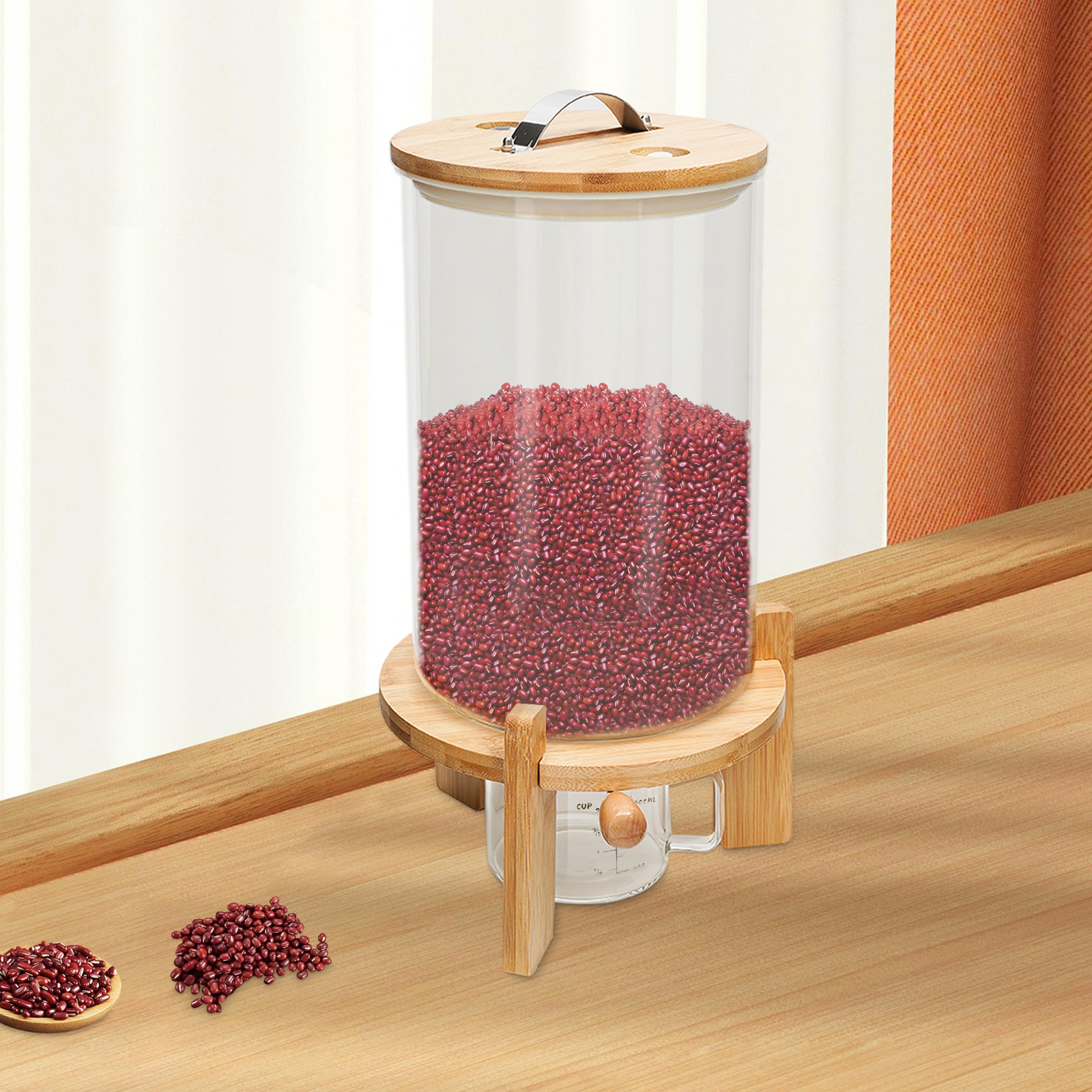 7.5L Rice Dispenser Airtight Storage Container Dry Food Storage W/ Cup Kitchen