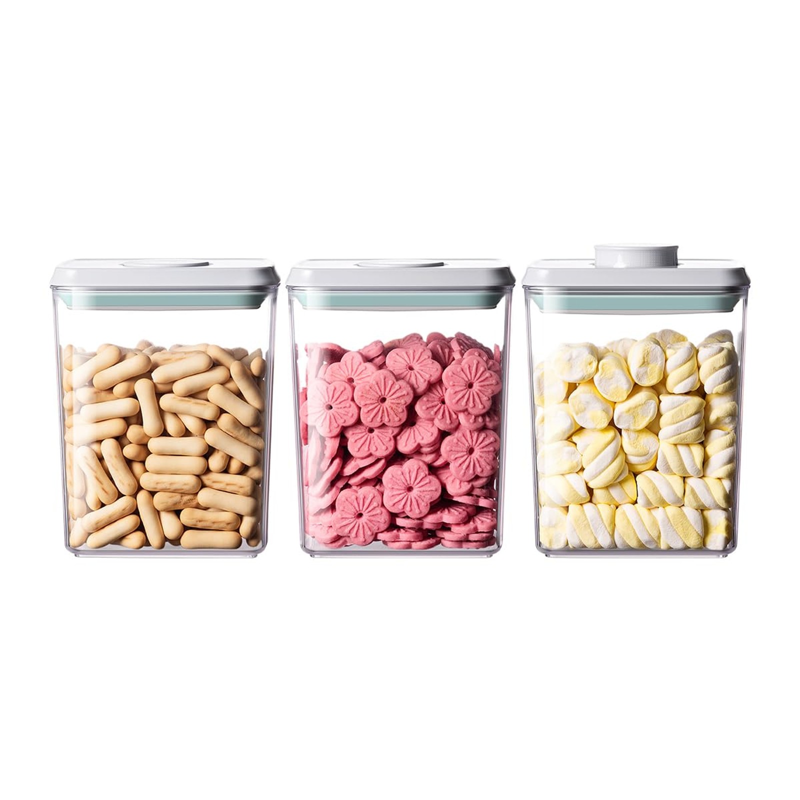 Airtight Food Storage Containers,1.3Qt 3Pcs Pop Food Containers with Lids, Stack