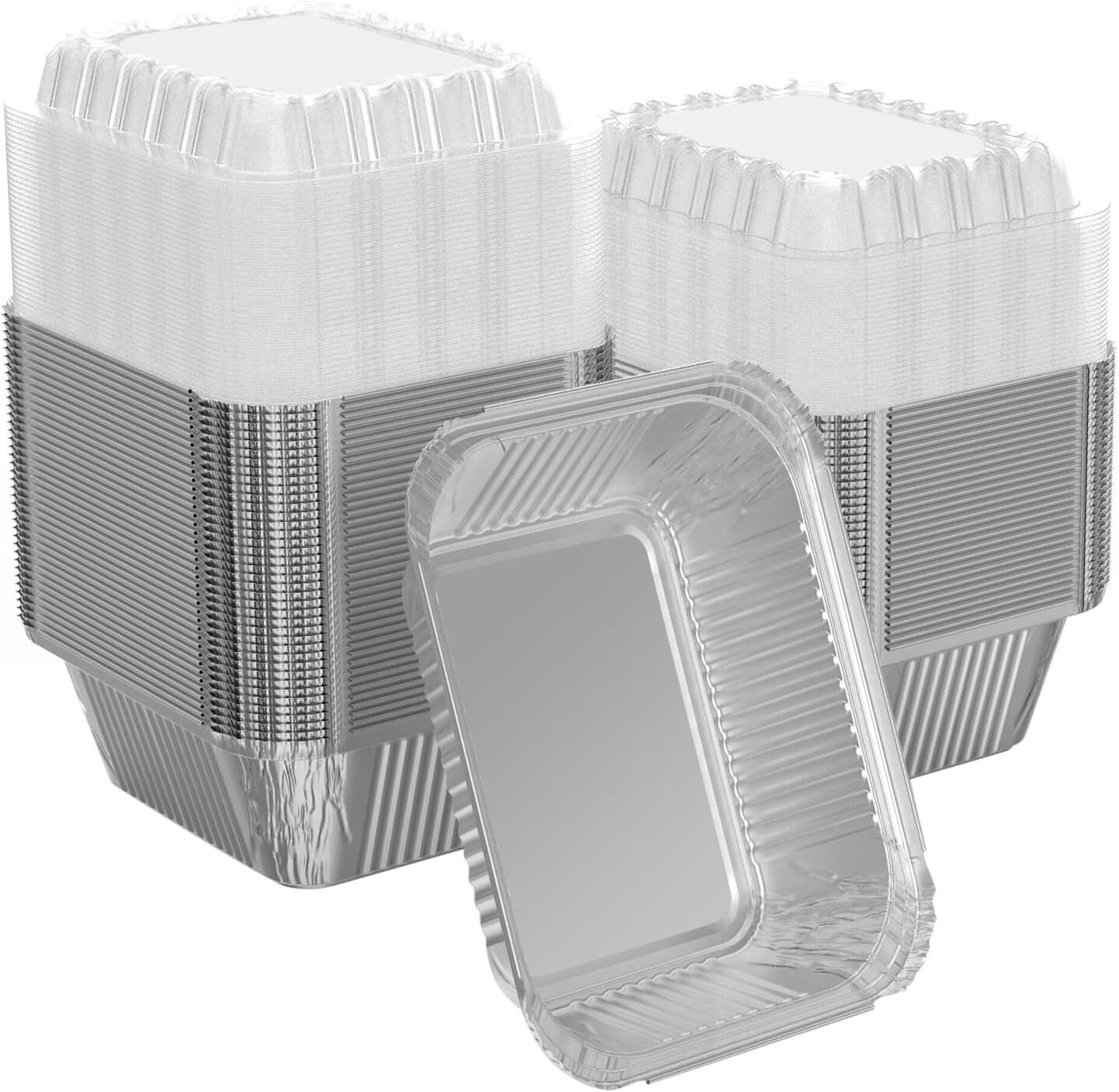1 lb Rectangular Disposable Aluminum Foil Pan 16 oz Take Out Food Containers