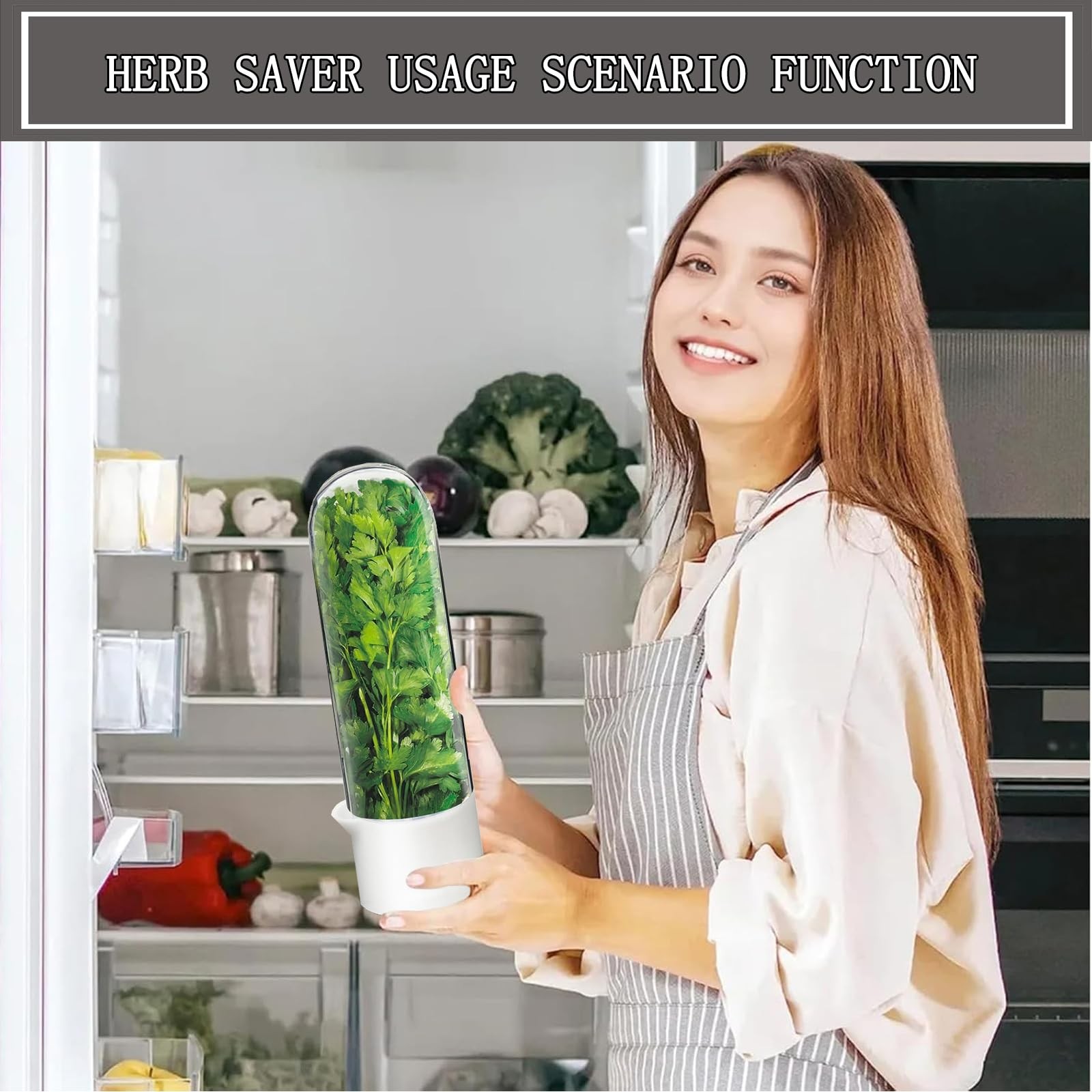 Herb Saver, Herb Keeper for Refrigerator, Cilantro Container for Fridge, Fres…