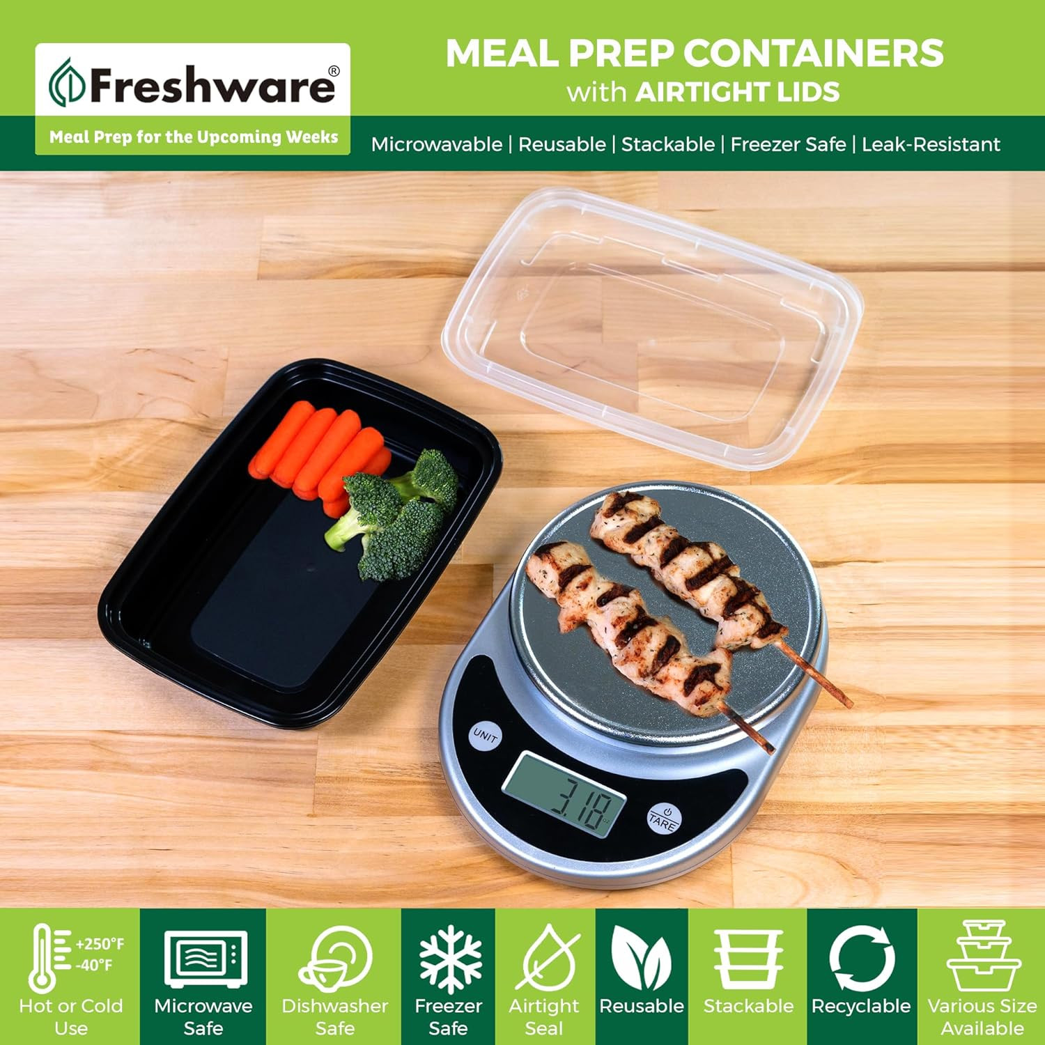 Meal Prep Containers 15 Count (Pack of 1) Compartment Food Storage Containers wi