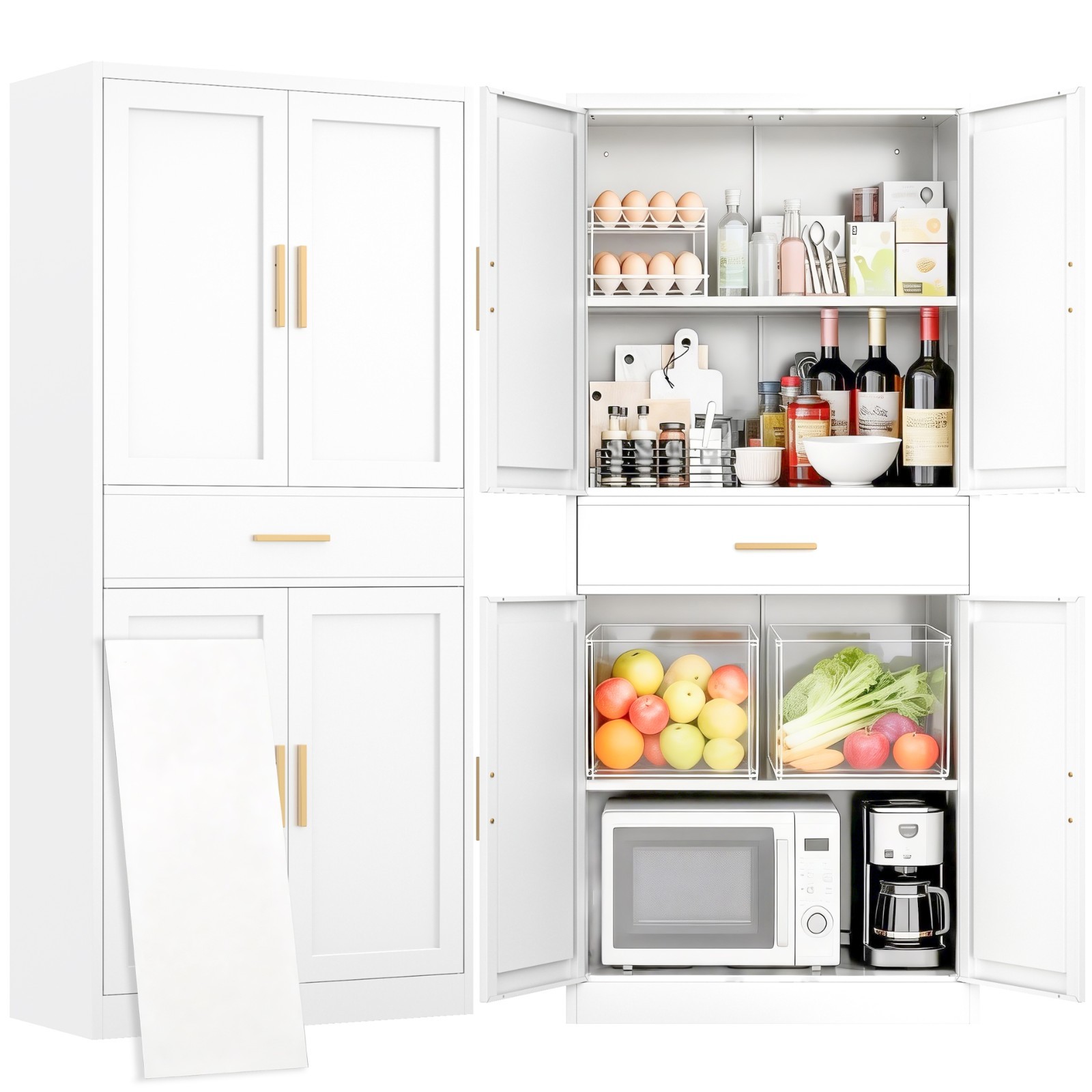 CJF 71″ H Metal Kitchen Pantry Storage Cabinet 1 Drawer for Kitchen, Bathroom