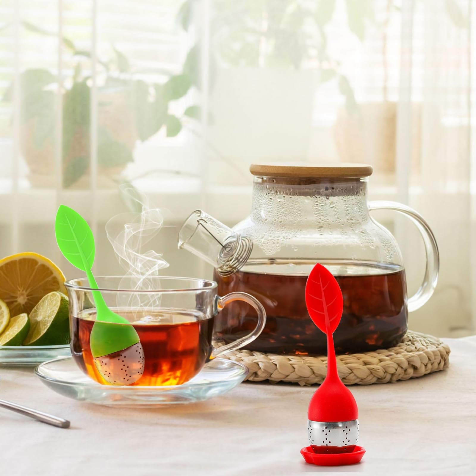 Bekith 7 Pack Silicone Tea Infuser, pink blue red yellow purple green orange