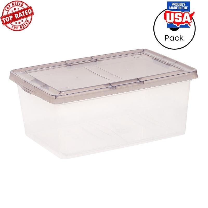 Stackable Clear Storage Containers Snap Tight Lid Set of 8 Organize Home Office
