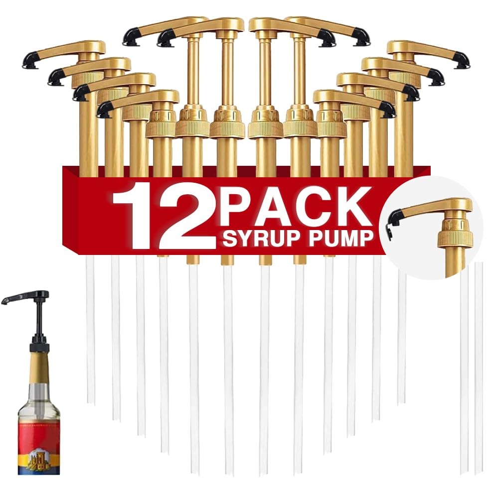 12 PCS Syrup Pumps Cap Leak Proof Coffee Dispenser Fits 25.4 Oz 750ml