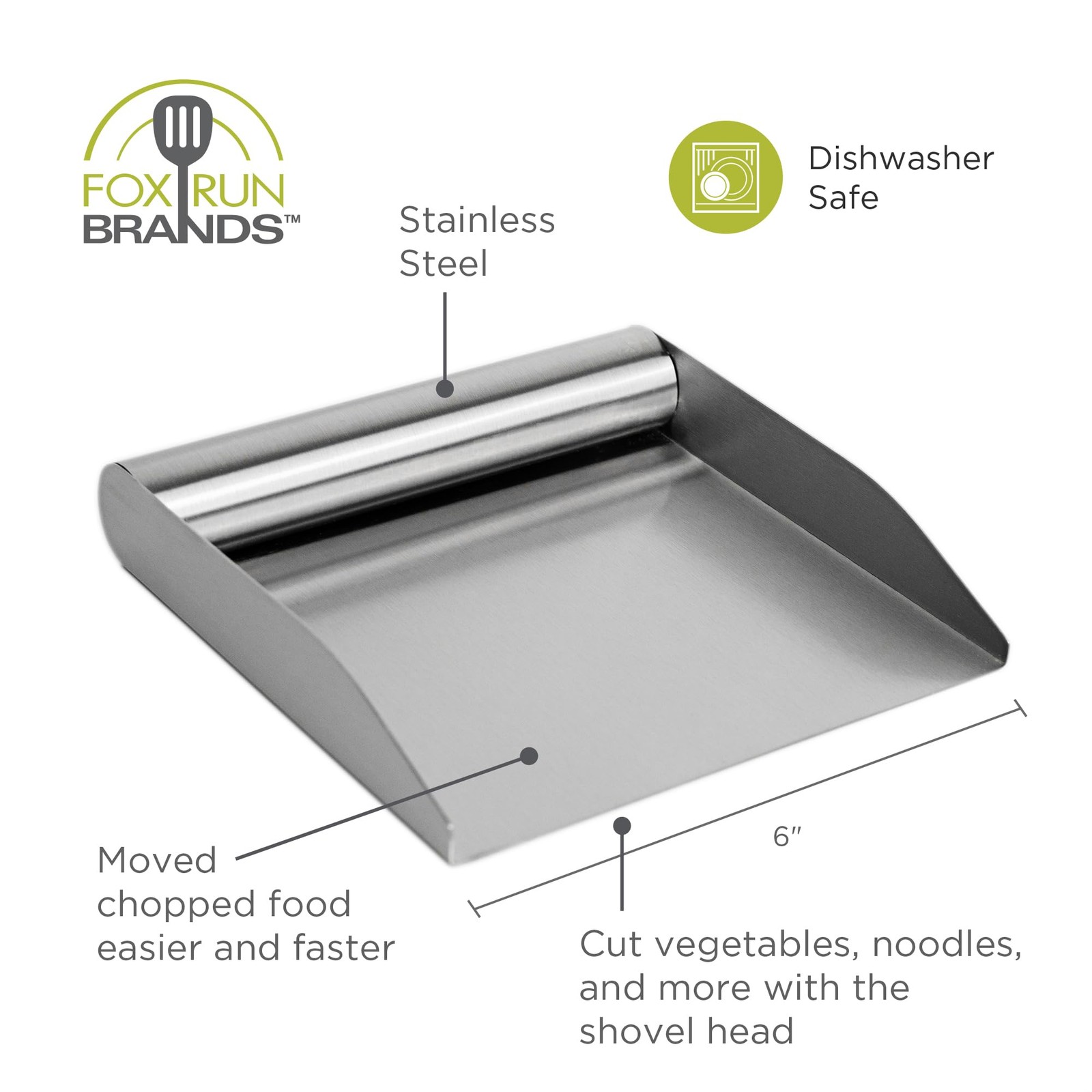 Stainless Steel Kitchen Food Scoop, 6″ Food and Bench Scraper With Handle