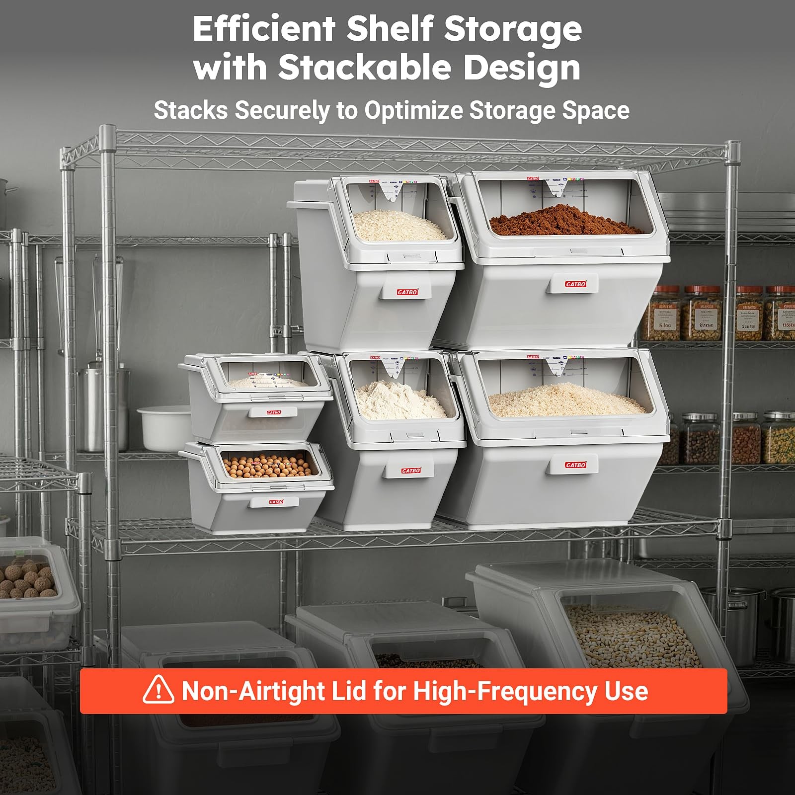 2.6 Gallon / 42 Cup Commercial Shelf Ingredient Bin with Scoop, Stackable Foo…
