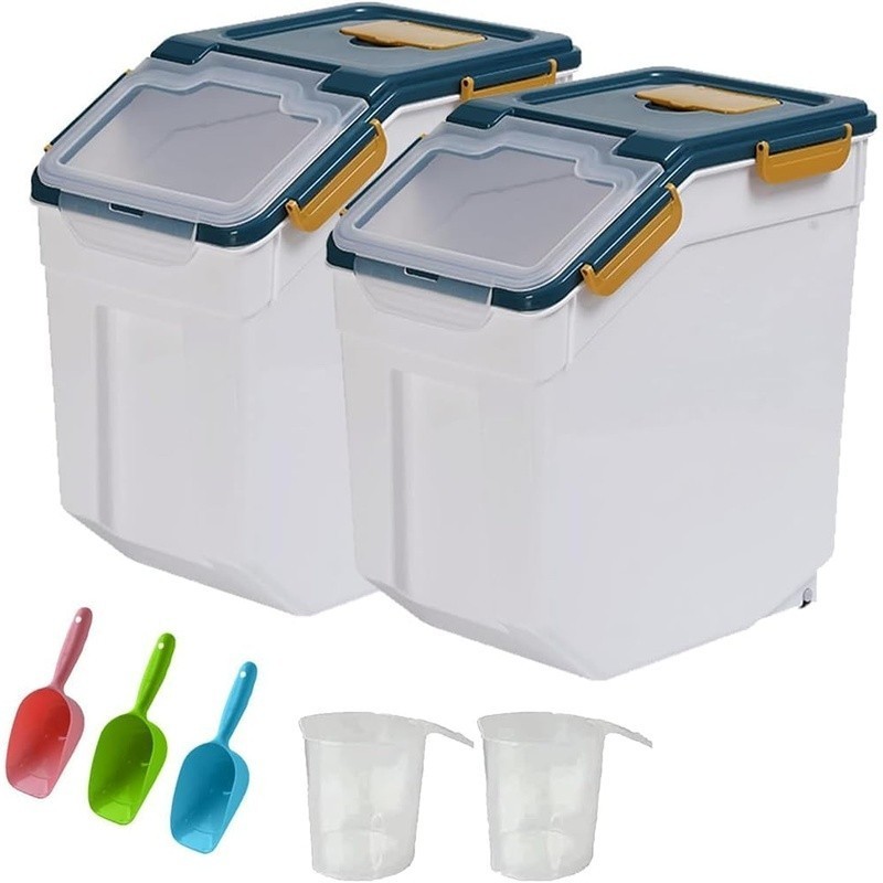 Airtight Food Storage Container W/ Wheels Rice Flour Pet Food Dry Goods New