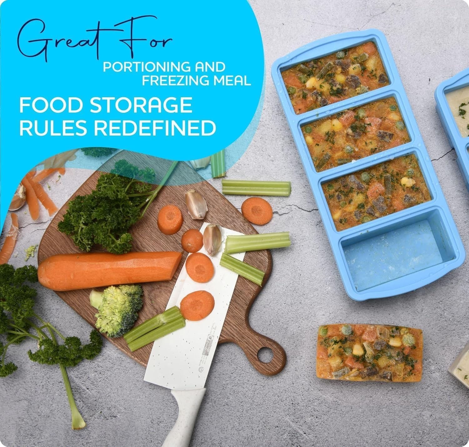 Silicone Freezer Trays with Lid,1-cup Soup Freezer Container large Ice Cube M…