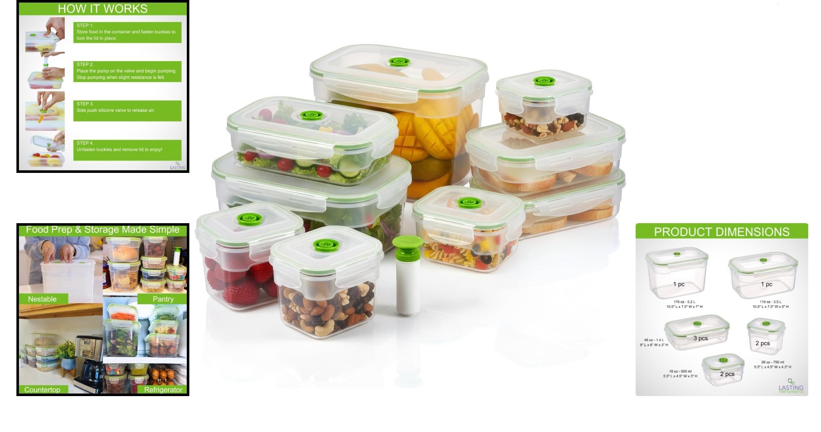 Stackable Vacuum-Sealed Food Storage Containers – 19pcs, Keep Food Fresh & Tasty