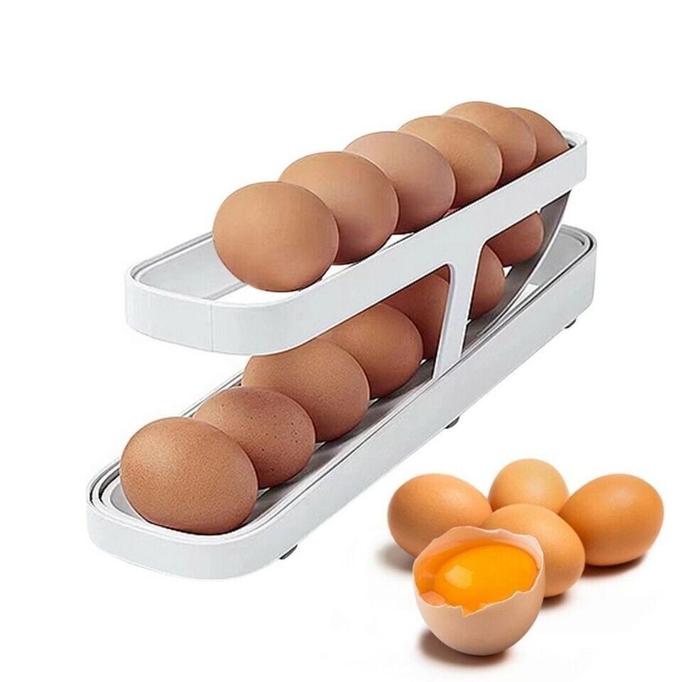 Egg Dispenser Removable Egg Storage Box Automatic Scrolling Egg Rack – FREE SHIP