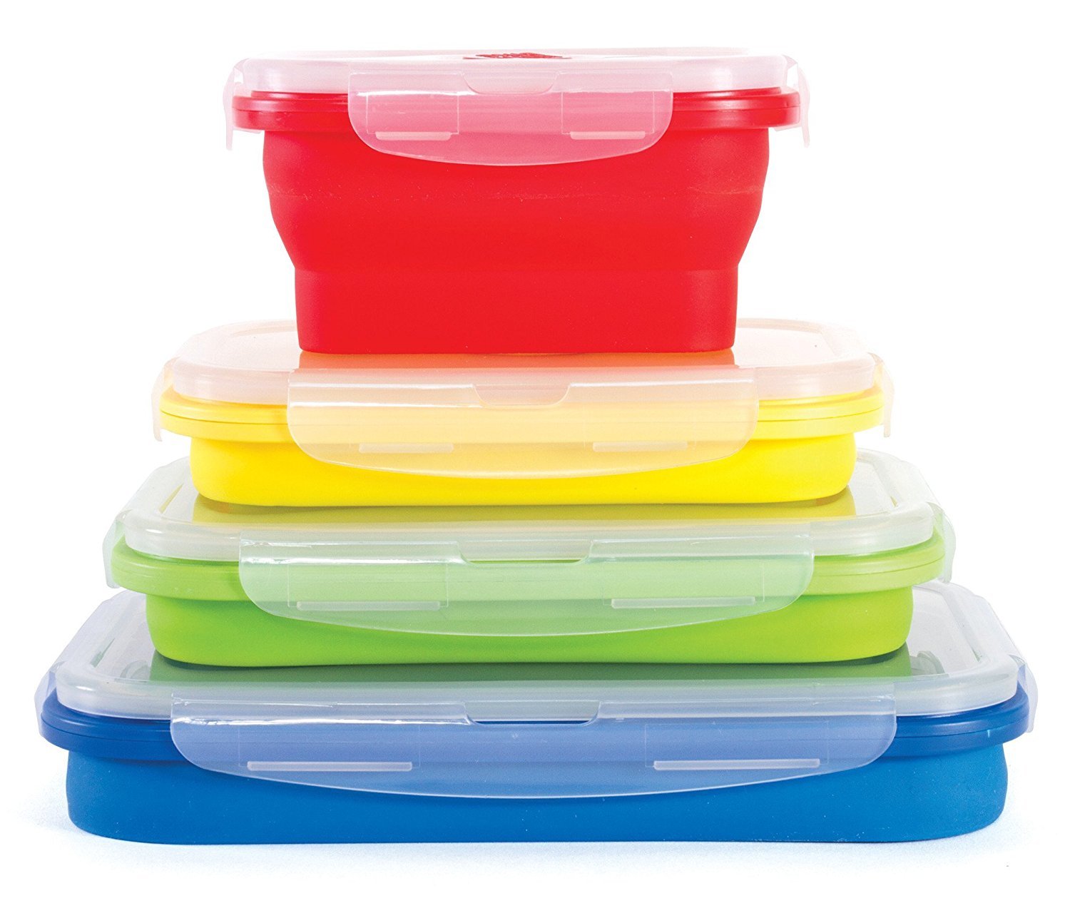 Thin Bins Food Storage Containers – Set of Collapsible Silicone w/ Airtight Lids