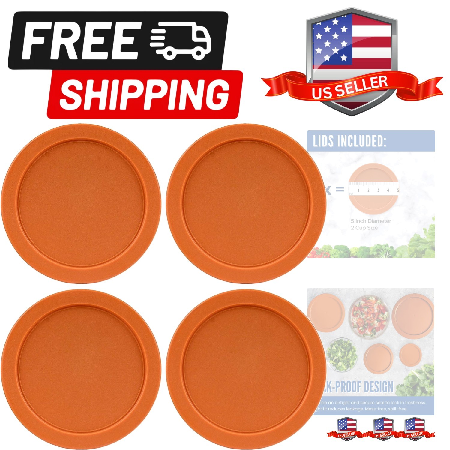 Replacement Lids fits Pyrex 2-Cup Glass Food Storage Container Bowls, 5-Inch …