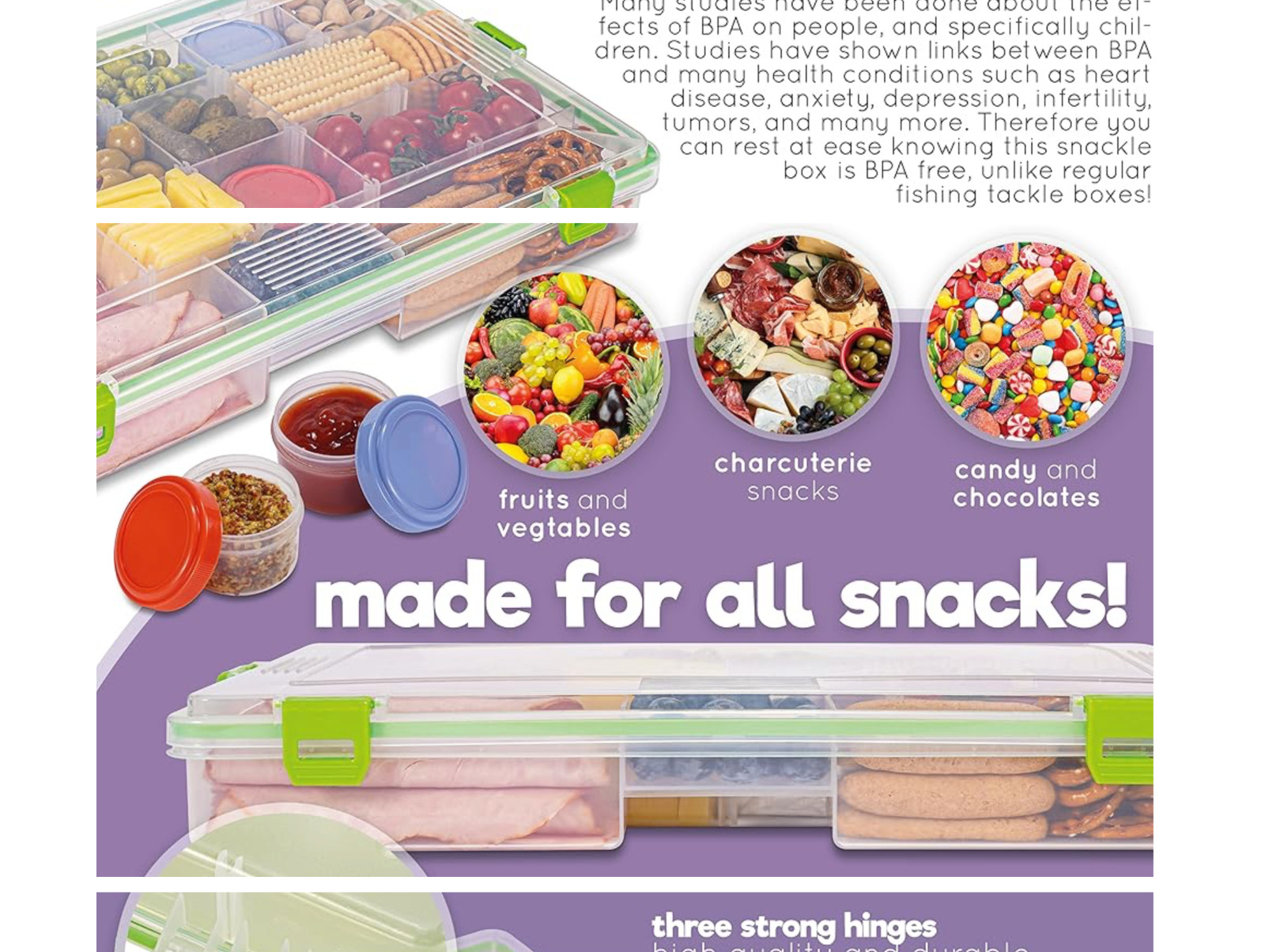 Reel Bites BPA Free Large Snackle Box Container for Travel – Snacklebox Containe