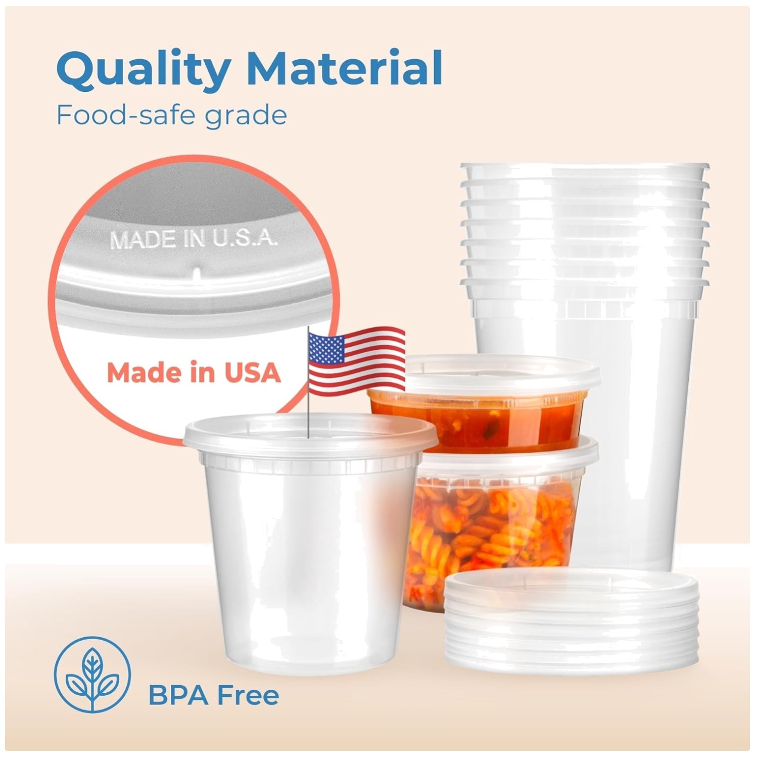 24 Pack 32 oz Leakproof Deli Containers with Lids