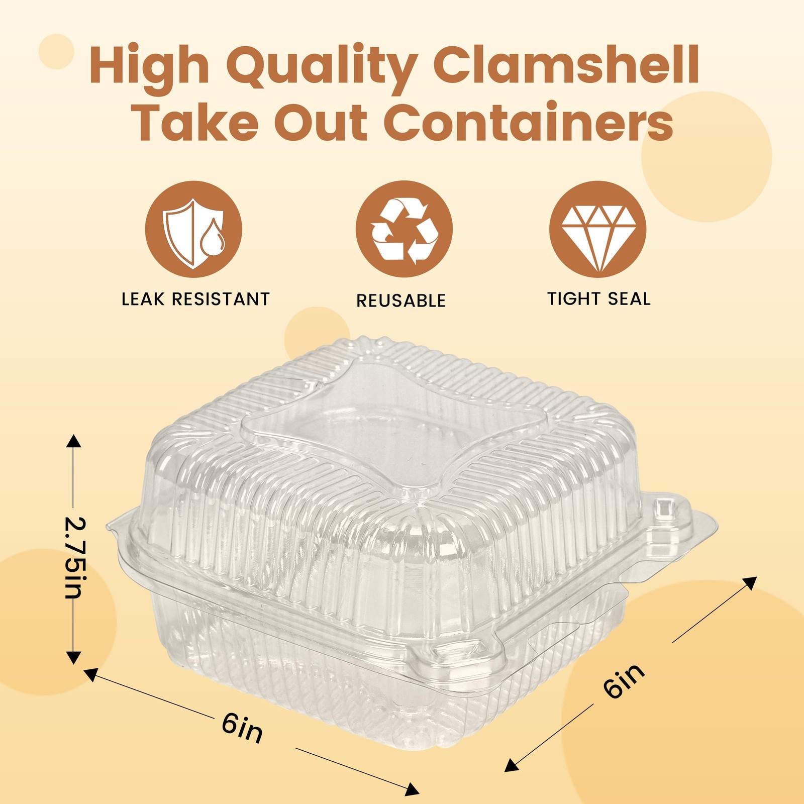 25 Pack Clear Thickening Plastic Hinged Take Out Containers Disposable Clamsh…