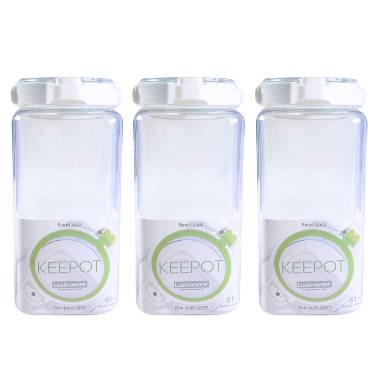 3 Set, Lustroware Airtight Dry Food Storage Container Set, Crystal Clear Body