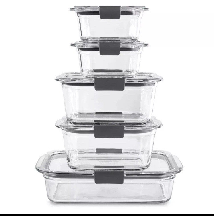 Plastic Rubbermaid Brilliance Food Storage Container Set. 14 Pieces Clear
