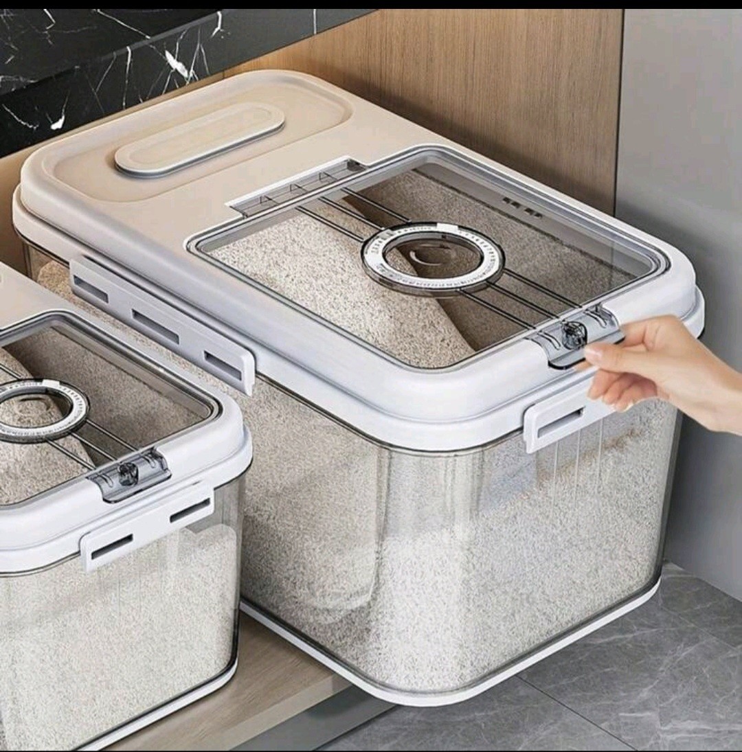 Large 10.8L Airtight Rice Dispenser Food Storage Container Bin Measuring Cup
