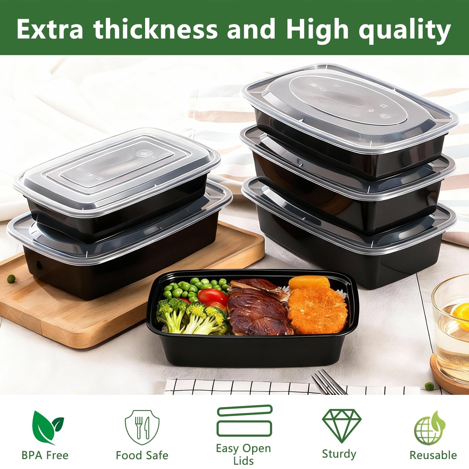Reclua 10Pack 35OZ Meal Prep Containers Reusable with Lids, Food Storage