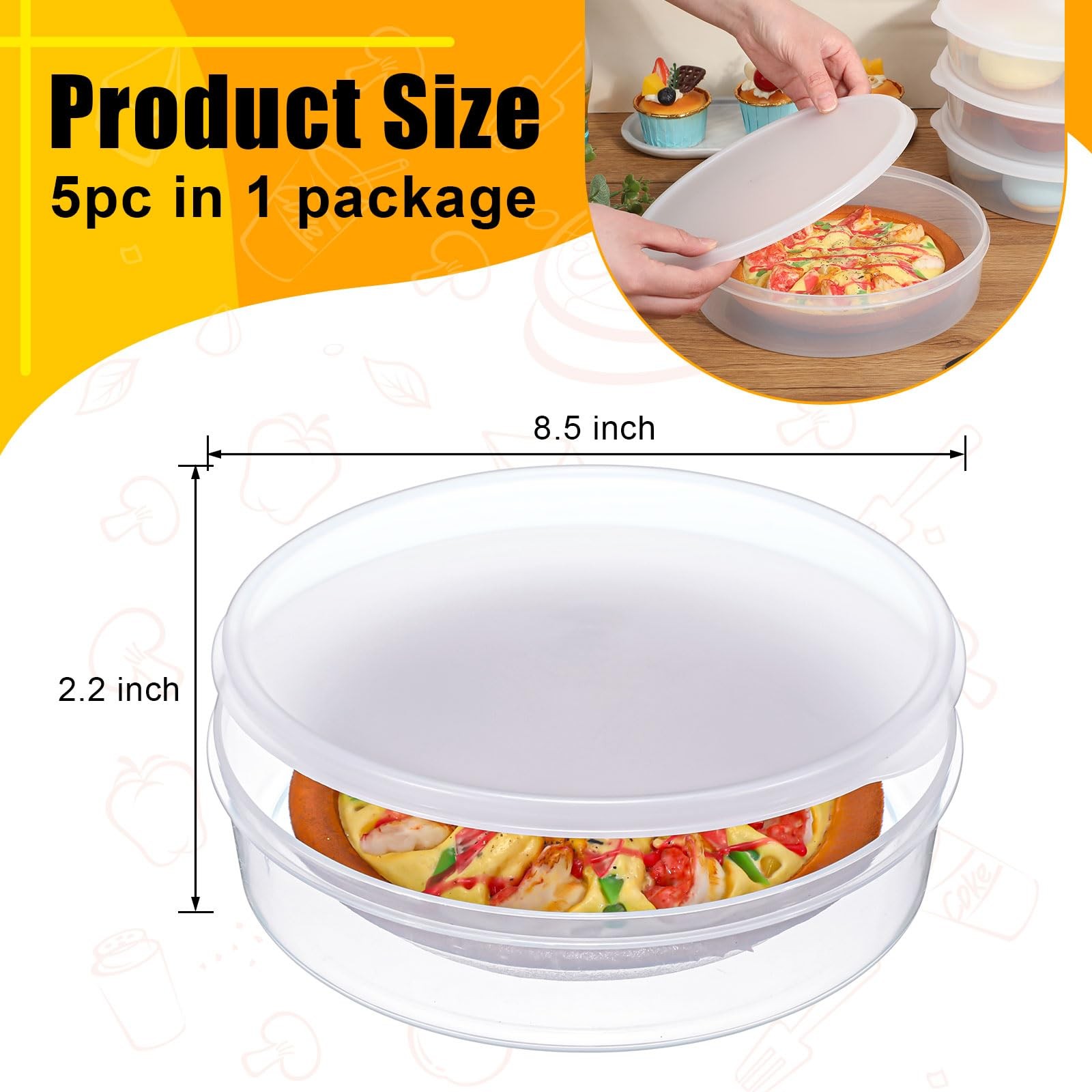 Colingmill 5 Pcs Plastic Deli Food Storage Containers with Lids clear