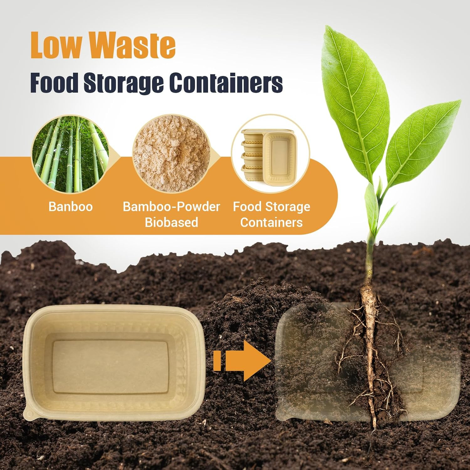 50Pack Meal Prep Containers Reusable with Lids, 25Oz Bamboo-Powder Food Containe