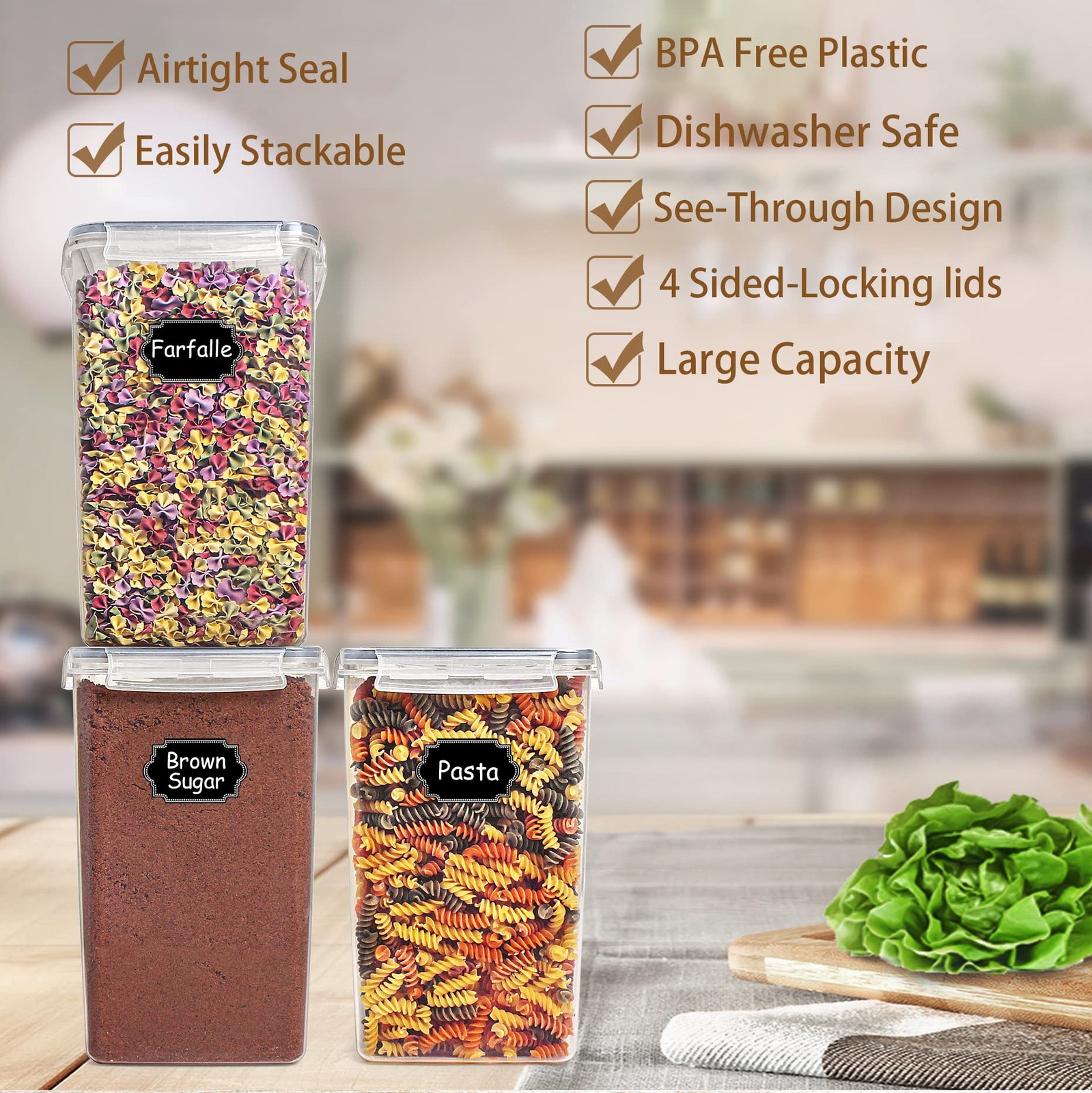 Extra Large Tall Airtight Food Storage Containers 6.5L/ 5.9QT, Plastic BPA Fr…