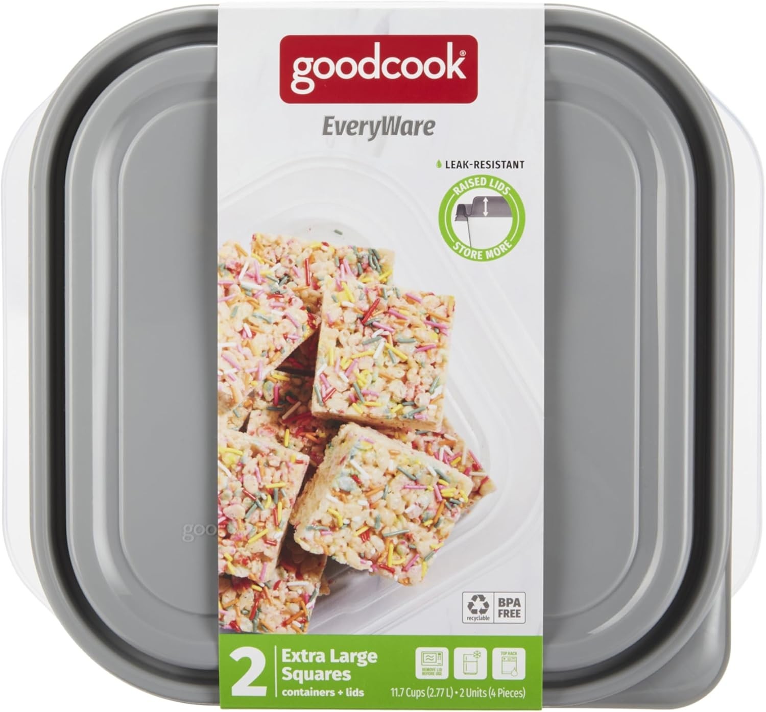 Extra Large Square Food Storage Container BPA Free 2 Pack