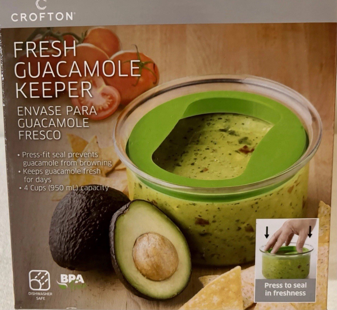 Crofton Fresh Guacamole Keeper Storage Container Airtight Lid BPA Free Green