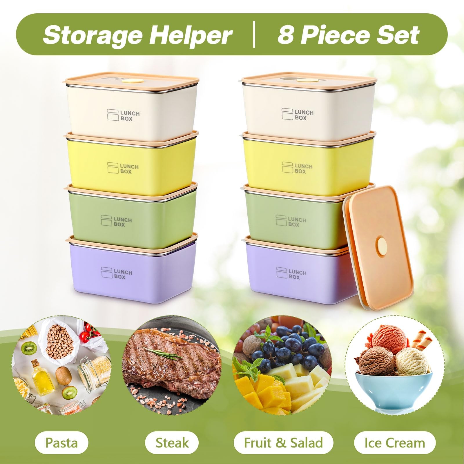 8 Pcs Stainless Steel Food Storage Containers with Lids 20 oz Metal Snack Con…