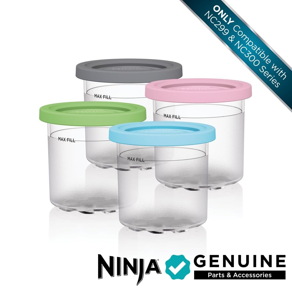 Ninja Creami Pints 4 Pack, Compatible with 4 Clear/Grey/Lime/Pink/Acqua