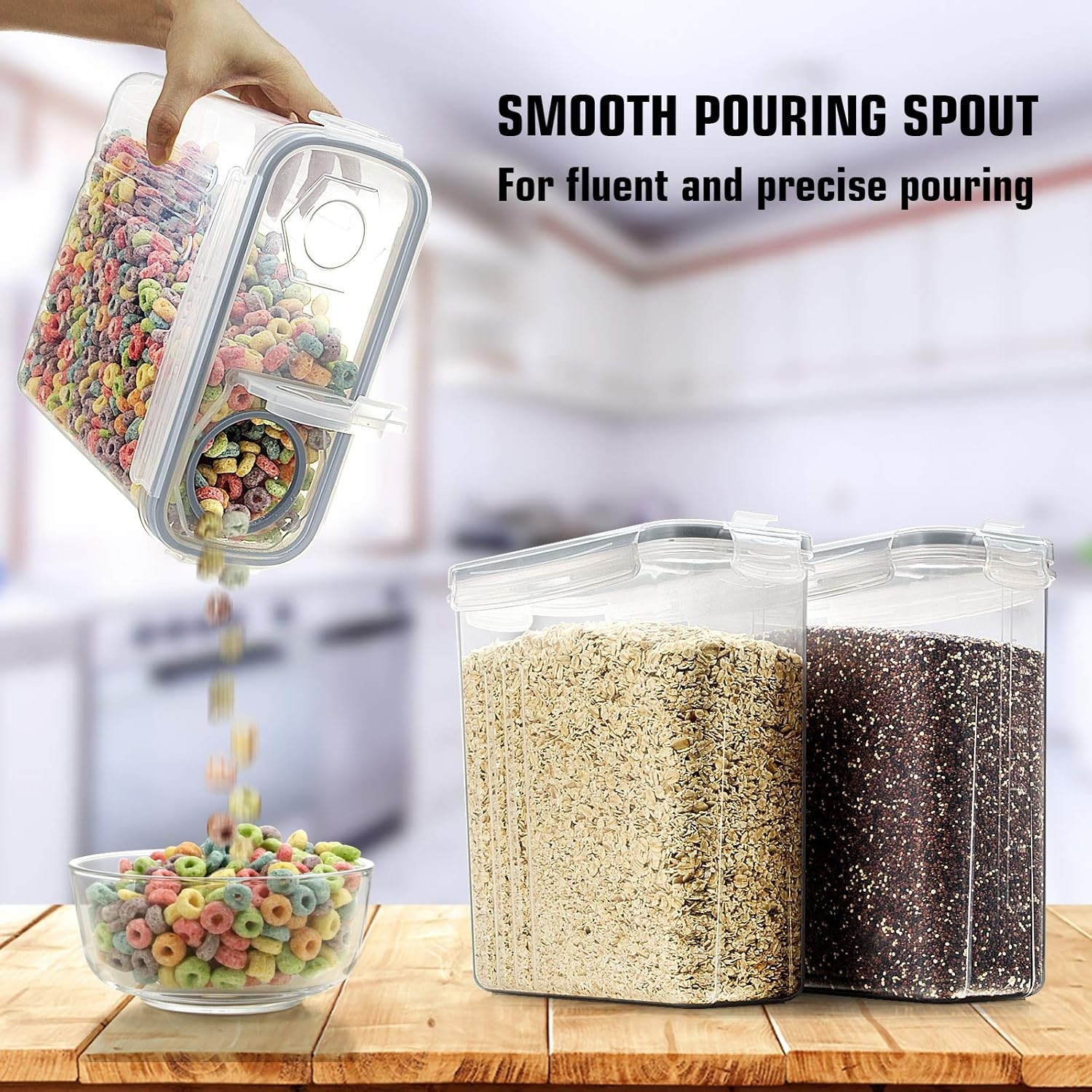 Cereal Storage Containers Set, Large BPA Free Plastic Airtight Food Storage C…