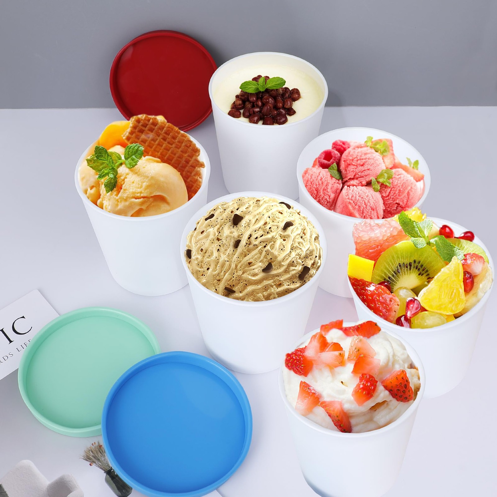 Mini Ice Cream Containers for Homemade Set (6 Pack – 8Oz), Reusable Ice Cream…