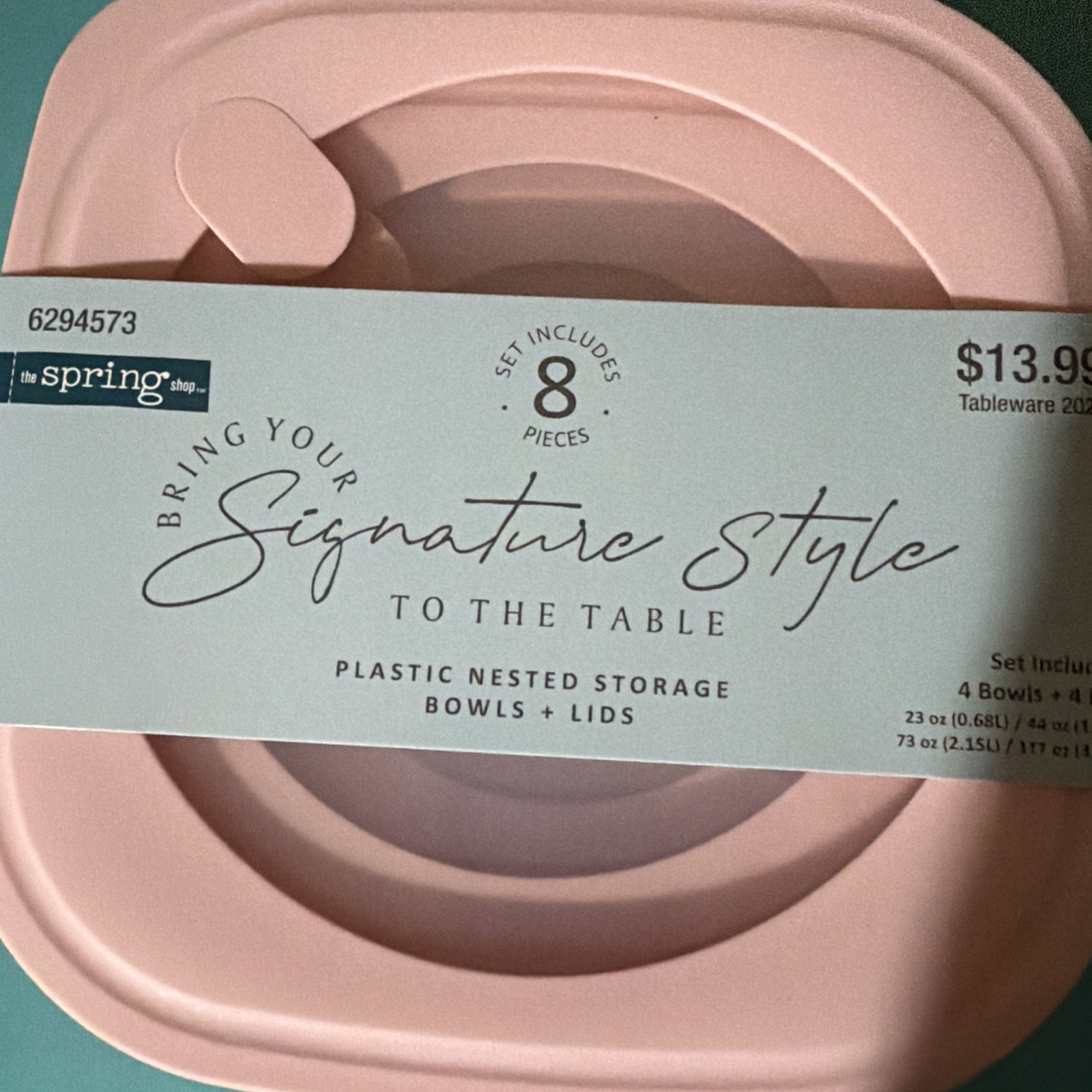 Signature Style Nested Storage Bowls With Lids 8 Pc Set, 4 Bowls & 4 Lids New