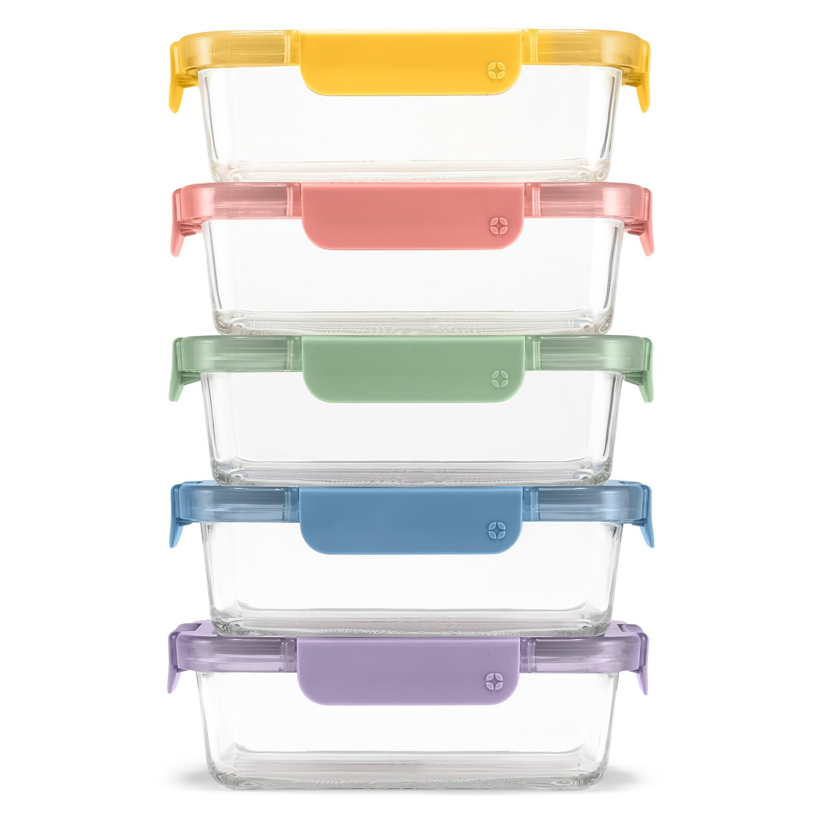 Ello Color Lock 3.4 Cup 10PC, 5 Pack Glass 5 x cups, Meal Prep: Festival