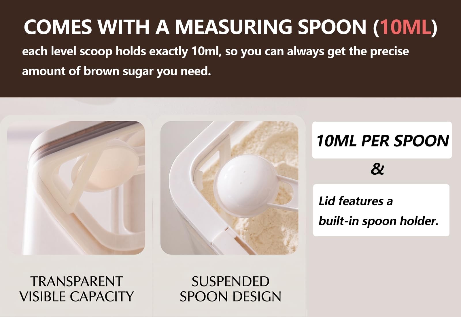 Brown Sugar Keeper, 2.11qt Brown Sugar Container Airtight with Lid Spoon, Lar…