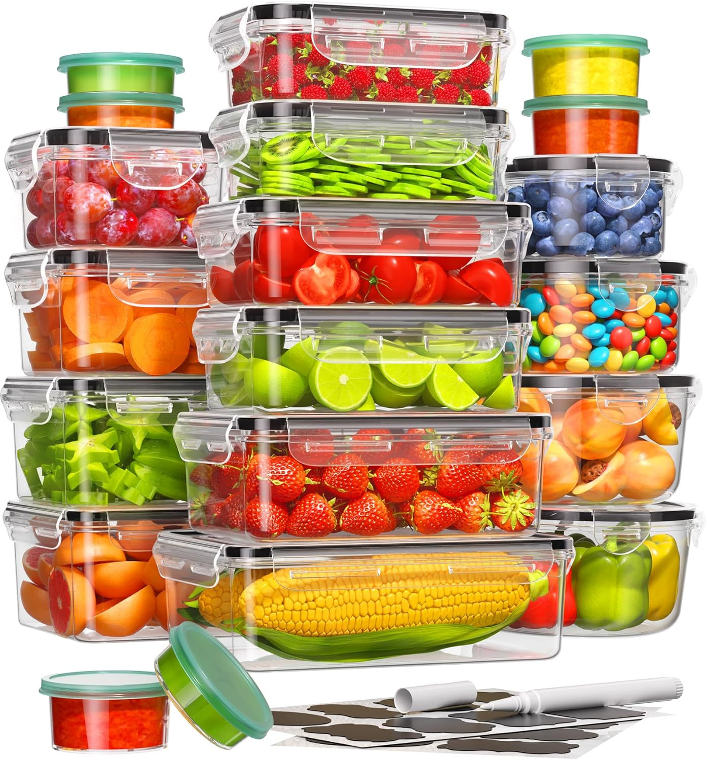 40 Piece Food Storage Containers with Lids(20 Containers & 20 Lids), Bpa-Free Pl